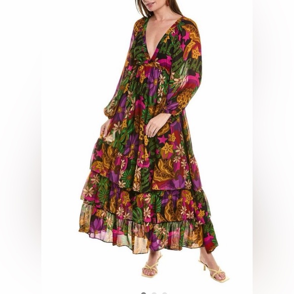 $285 NEW Gorgeous & Colorful FARM RIO Star Fruit Maxi Dress - Picture 4 of 16